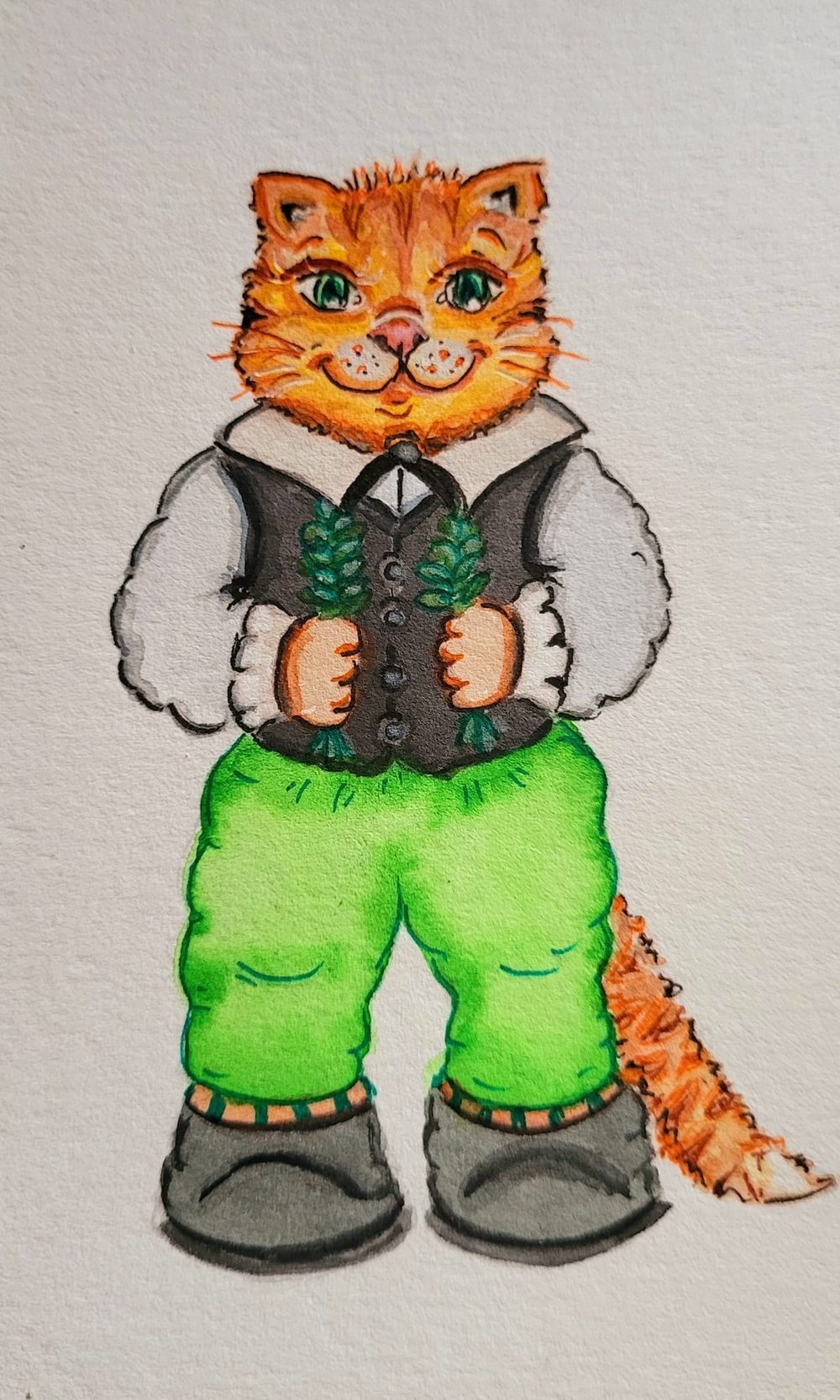 Illustration of a ginger cat dressed as a gentleman