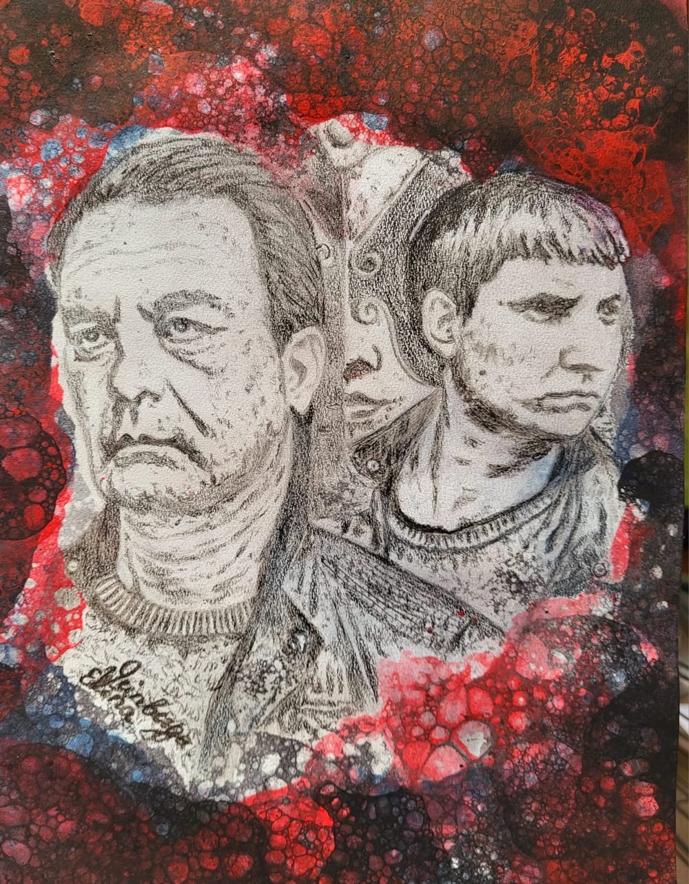 Realistic double portrait of two men